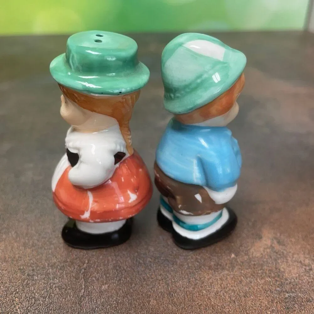 Vintage 1950s Goebel German Boy & Girl Salt & Pepper Shaker Set